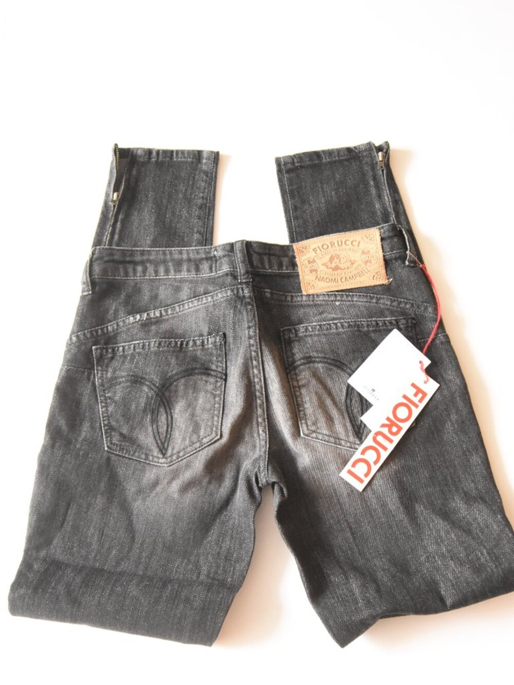 NWT Fiorucci x Naomi Campbell Skinny Jeans Faded Black Ankle Zip Women’s Size 25